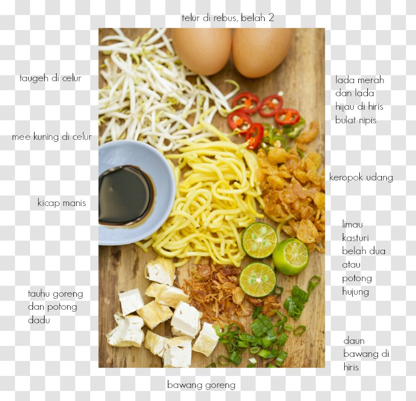 Spaghetti Vegetarian Cuisine Junk Food Asian Recipe - Mee Goreng Transparent PNG