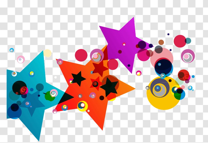 Vector Colorful Hand-painted Stars - Color - Pattern Transparent PNG