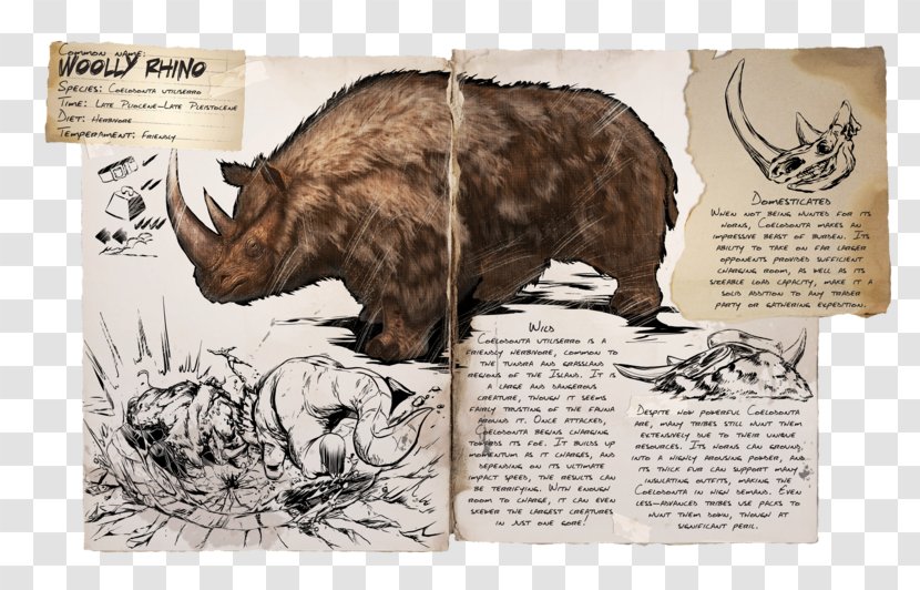 ARK: Survival Evolved Woolly Rhinoceros Giganotosaurus Stegosaurus - Tame Animal - Dinosaur Transparent PNG
