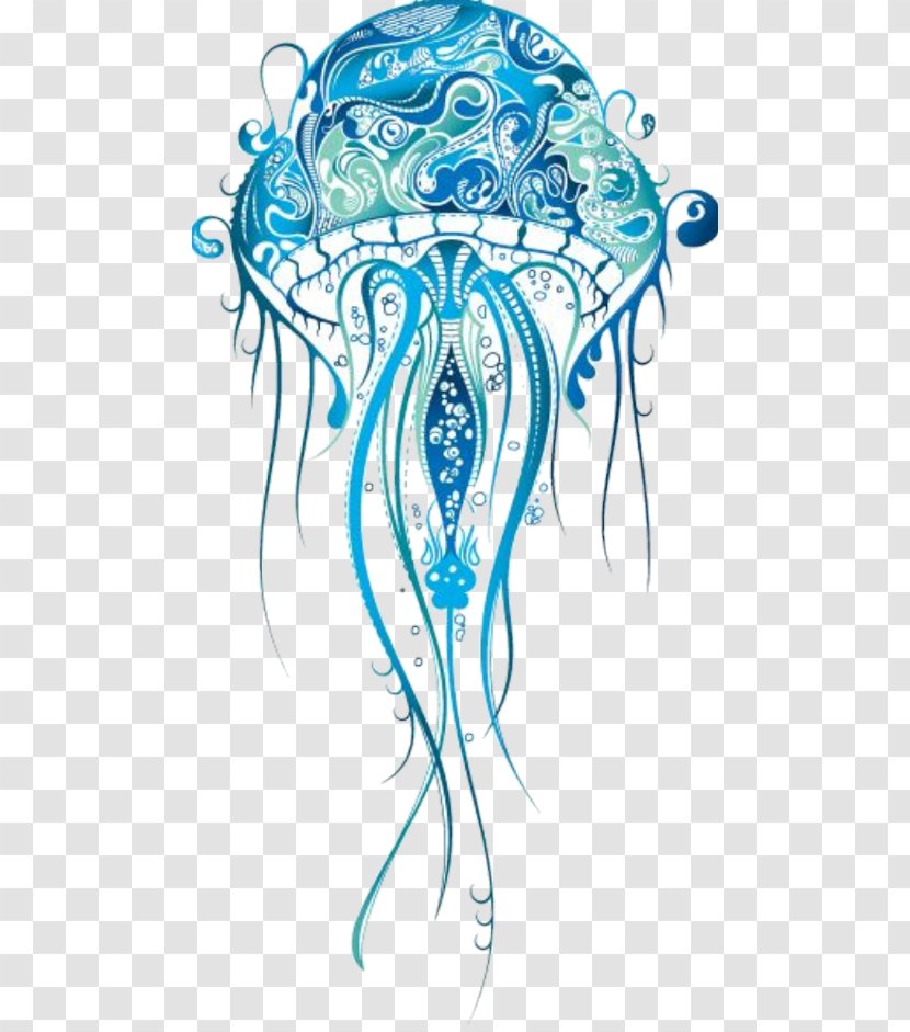 Blue Jellyfish Drawing - Frame - Design Transparent PNG