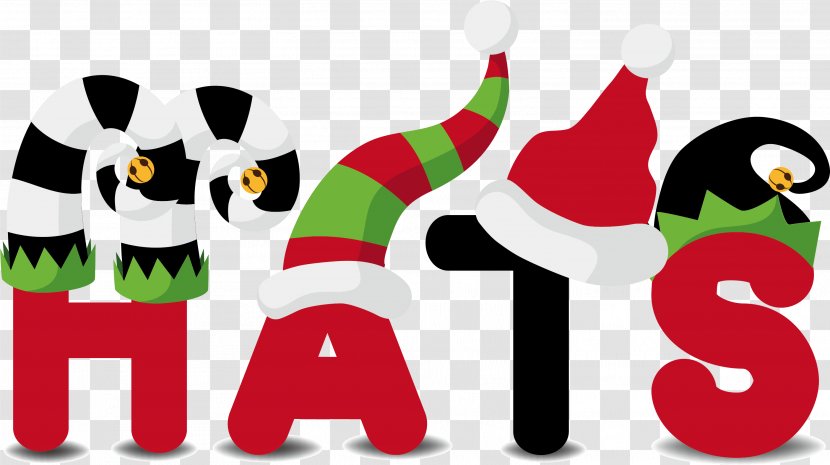 Christmas Letter Alphabet Santa Claus - Decoration - Red Cartoon Hats Word Transparent PNG