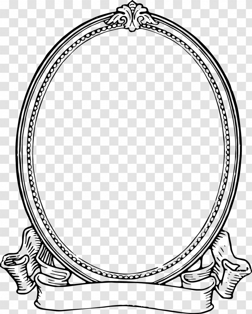 Picture Frame Black And White Clip Art - Oval Outline Cliparts Transparent PNG