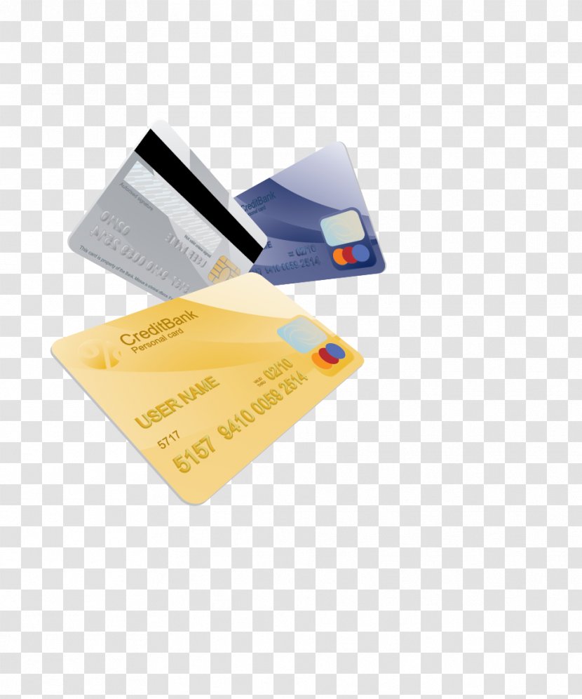 Credit Card Bank ATM - Yellow - Three Cards Transparent PNG