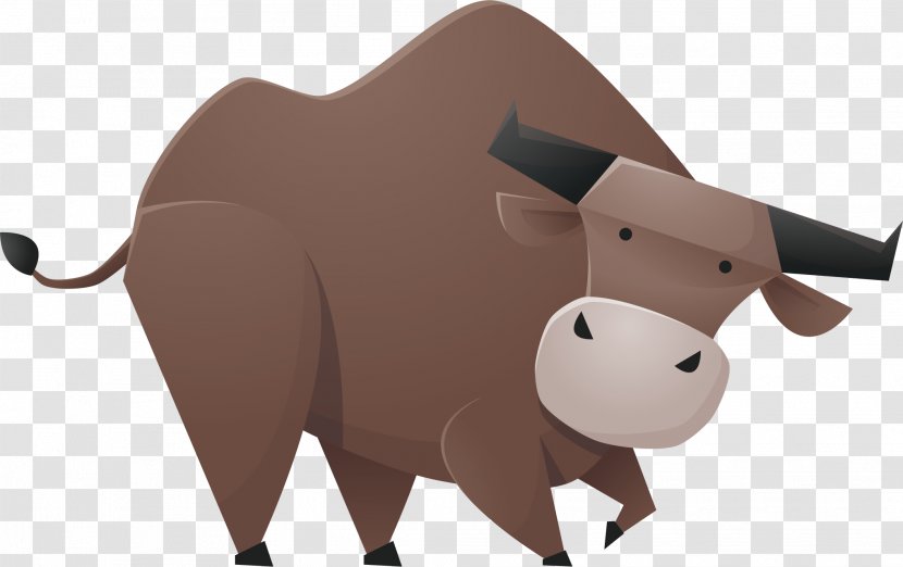 Dairy Cattle Cartoon Illustration - Horn - Brown Cow Vector Transparent PNG