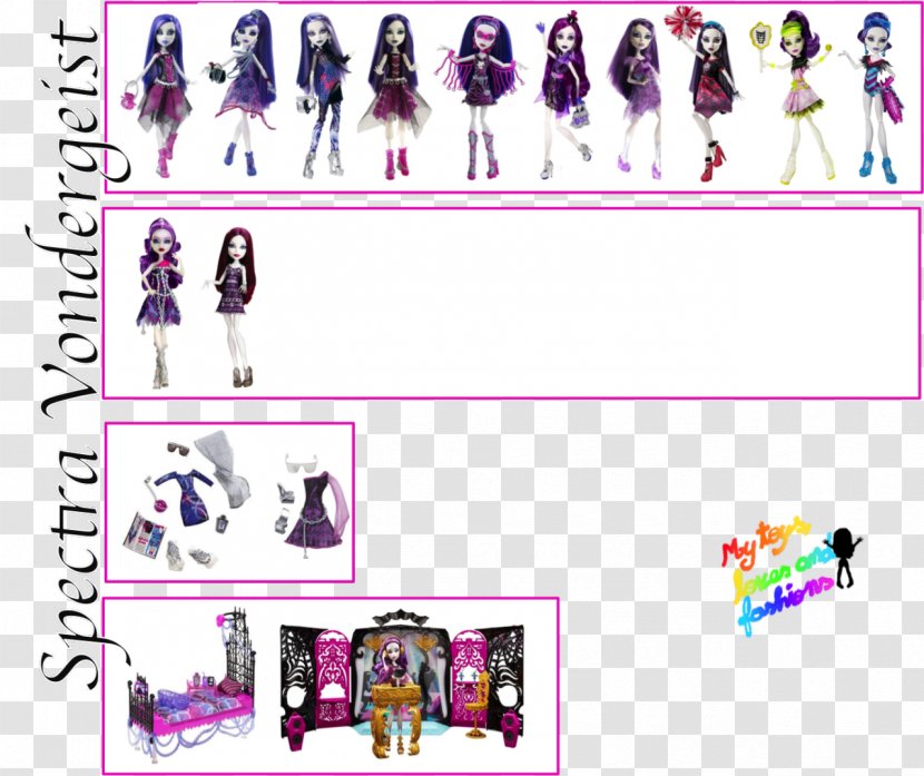 Monster High: Ghoul Spirit Fashion Doll High Spectra Vondergeist Daughter Of A Ghost - Text Transparent PNG