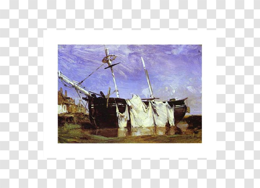 A Boat Beached In Port At Low Tide Painting Book Richard Parkes Bonington Transparent PNG