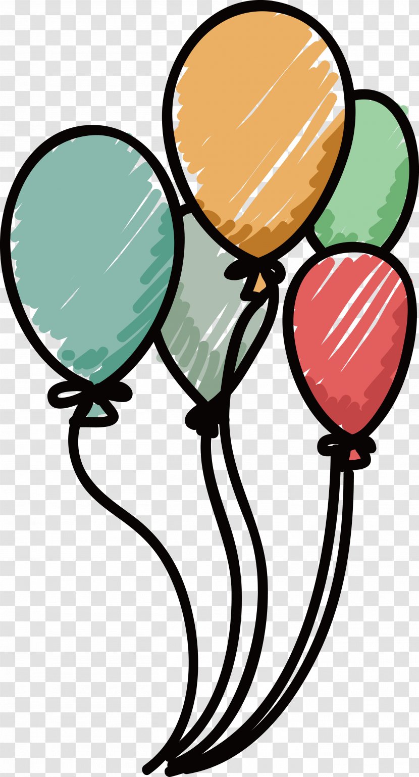 Balloon Drawing - Color - Vector Hand Colored Balloons Transparent PNG