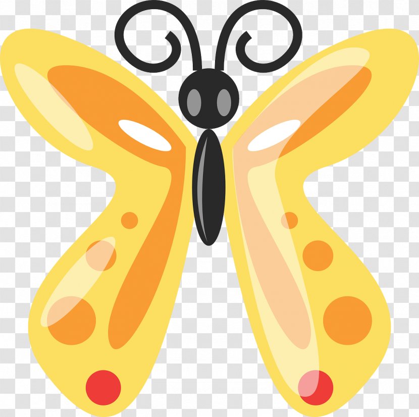 Butterfly Cartoon Drawing Clip Art - Pollinator - Yellow Transparent PNG