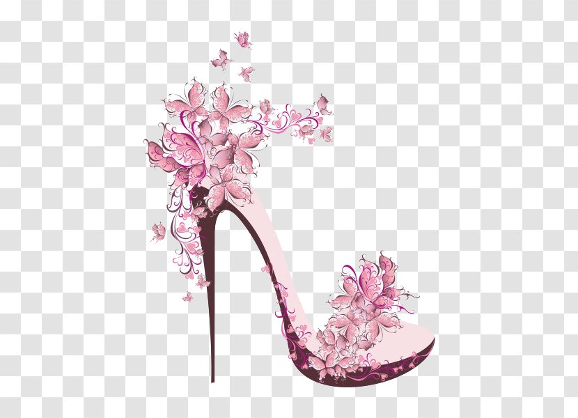 High-heeled Footwear Shoe Stock Photography Drawing Royalty-free - Beautiful Decorative Pattern High Heels Transparent PNG