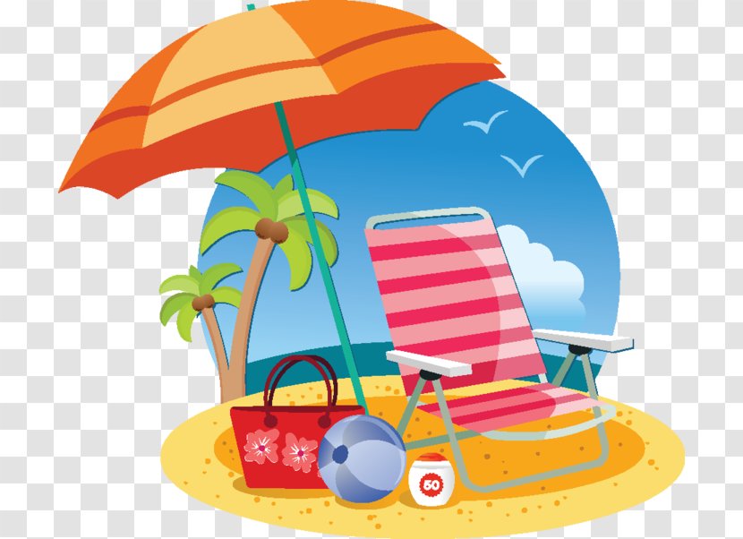 Beach Umbrella Clip Art - Orange - Chairs Transparent PNG