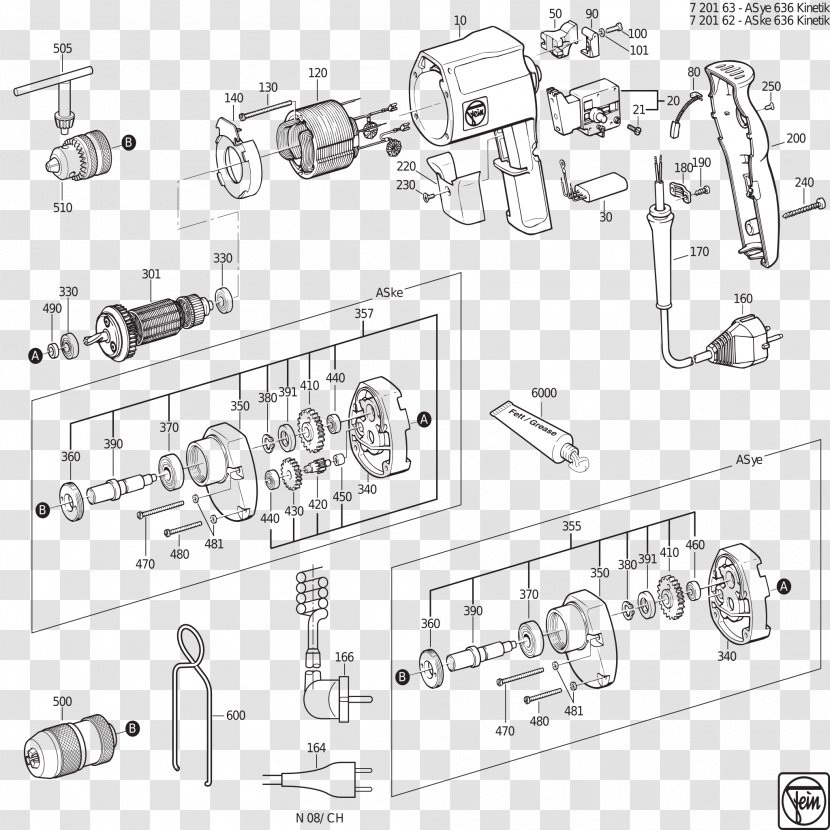 Fein ASge 636 řezačka Závitůk Do M 8 Drill Tool Screwdriver - Diagram - Multi Transparent PNG