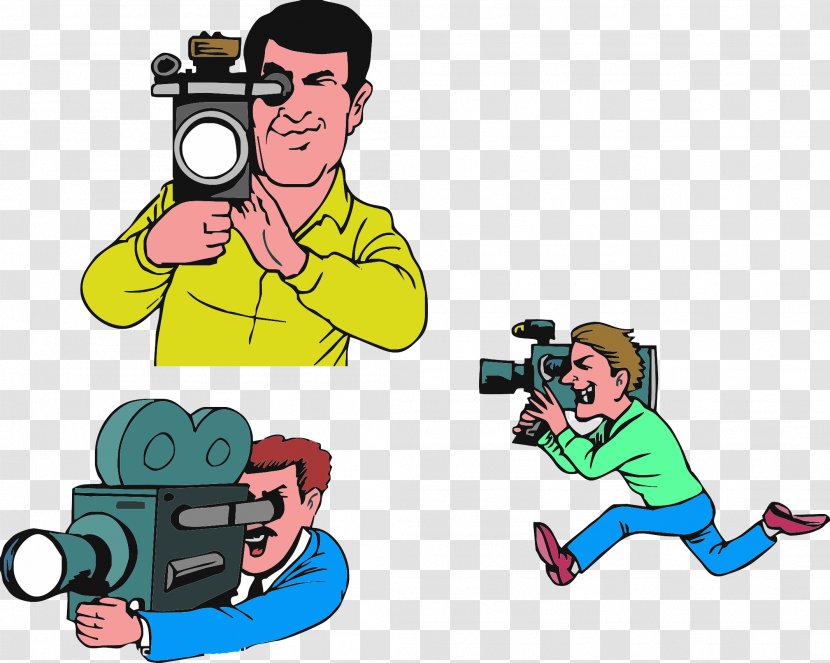 Photographic Film Animation Camera Operator Clip Art - Cartoon - A Photographer Who Runs On Press Conference Transparent PNG