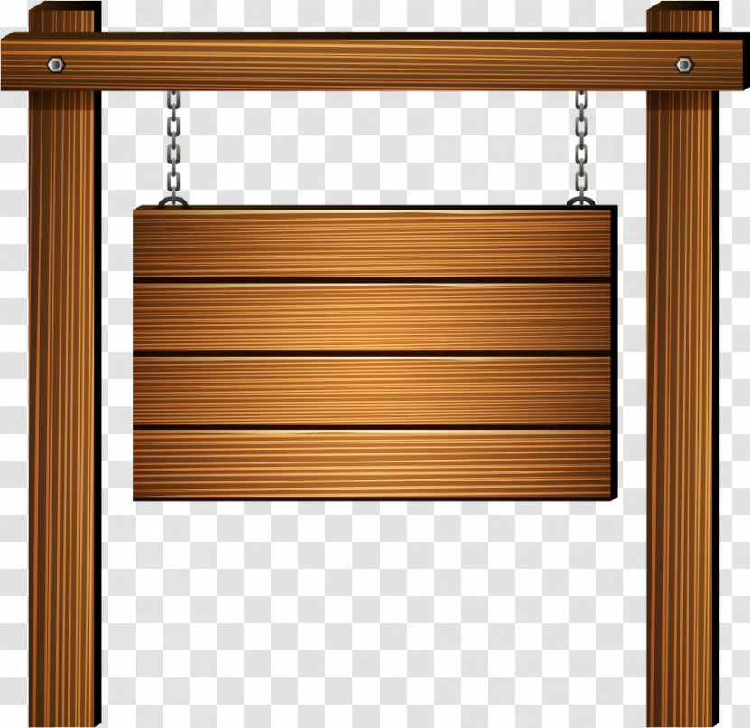 Wood - Vector Wooden Sign Hanging On The Rack Transparent PNG