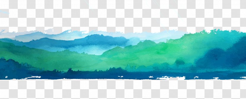 Water Resources Green Wallpaper - Teal - Vector Cartoon Mountains Transparent PNG