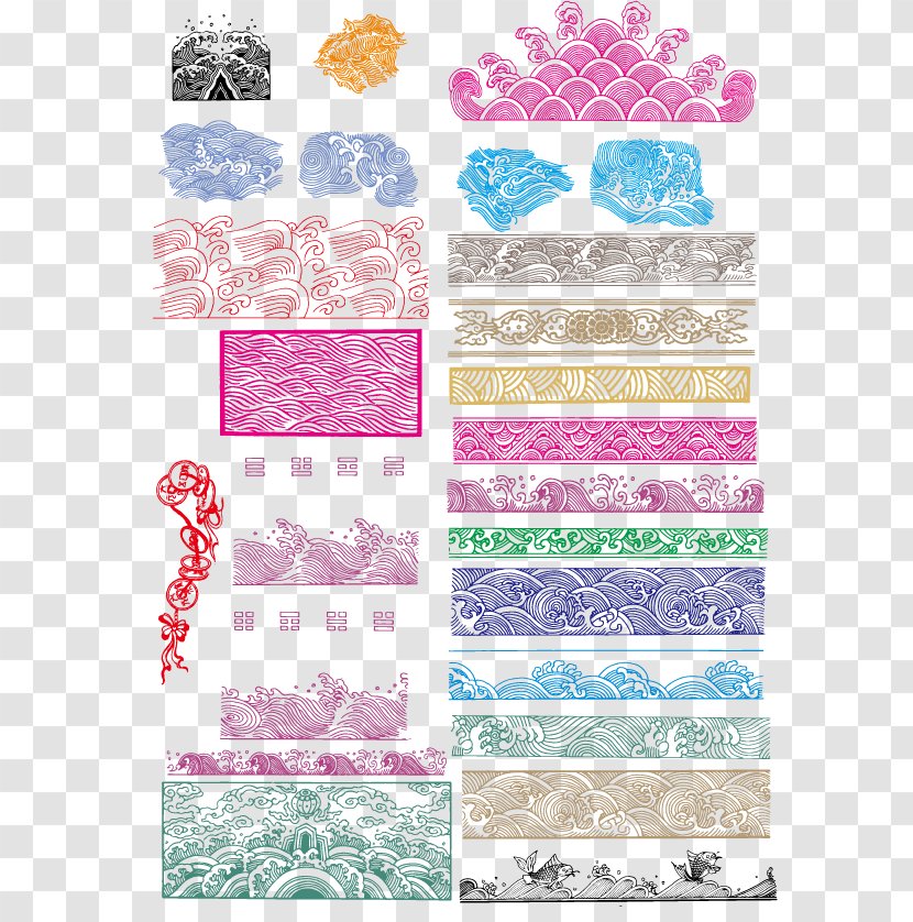 China Motif Graphic Design Clip Art - Vector Wave Line Transparent PNG