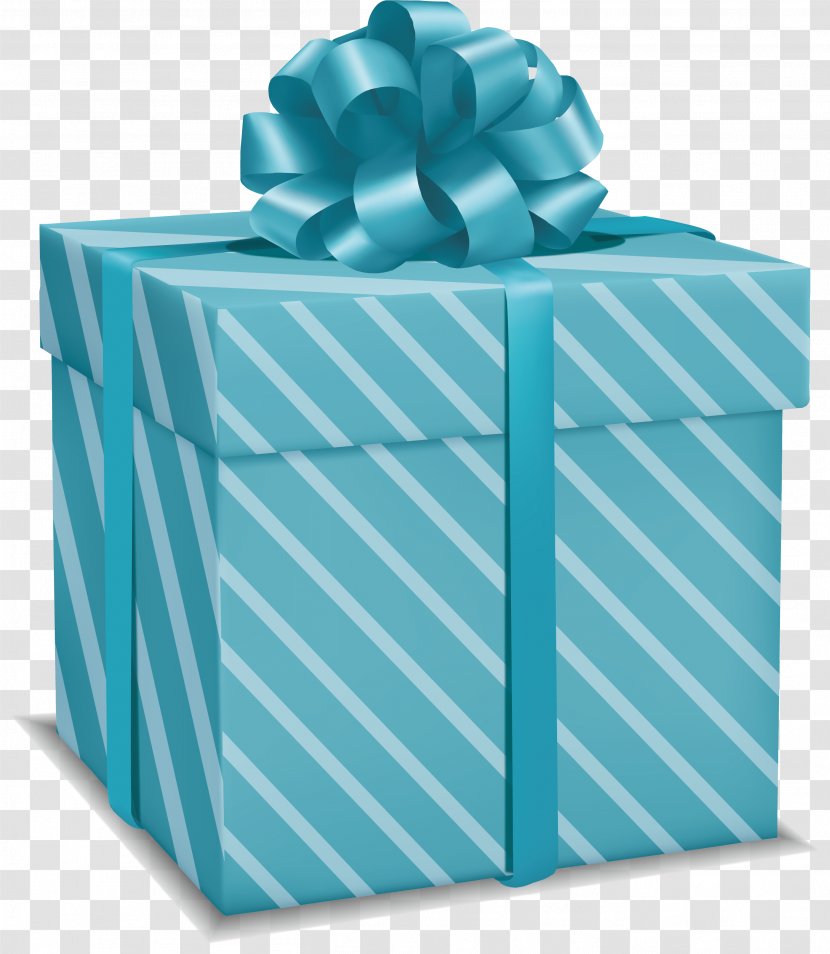Gift Blue - Gratis - Vector Hand-painted Box Transparent PNG