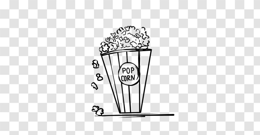 Popcorn Drawing Line Art Cinema - Monochrome Transparent PNG