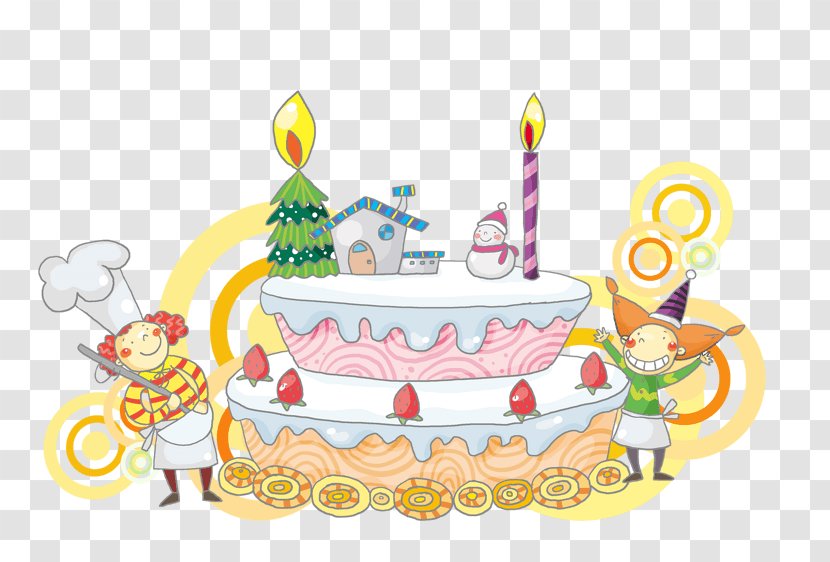 Tart Christmas Cake Drawing Birthday - Border Transparent PNG