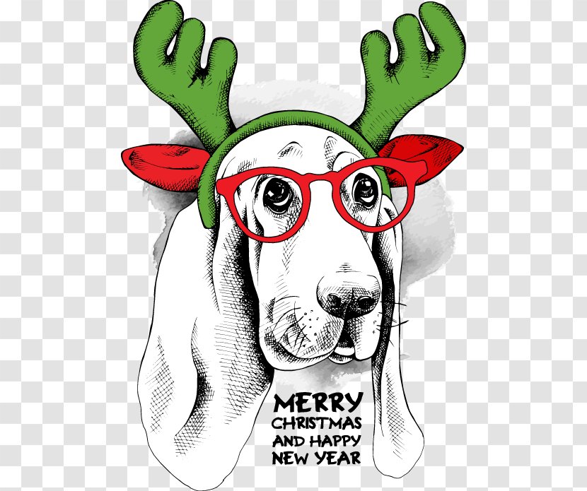 Basset Hound Santa Claus Reindeer Christmas - Adorable Than Dogs Transparent PNG