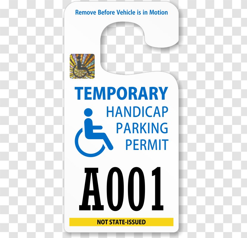 Disabled Parking Permit Disability License Placard Transparent PNG