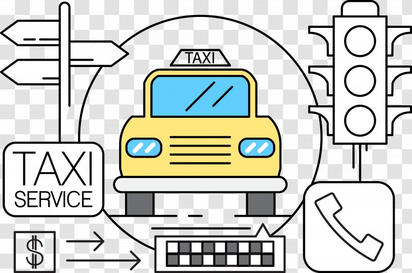 Taxi Yellow Cab Icon - Vehicle - Painted Transparent PNG