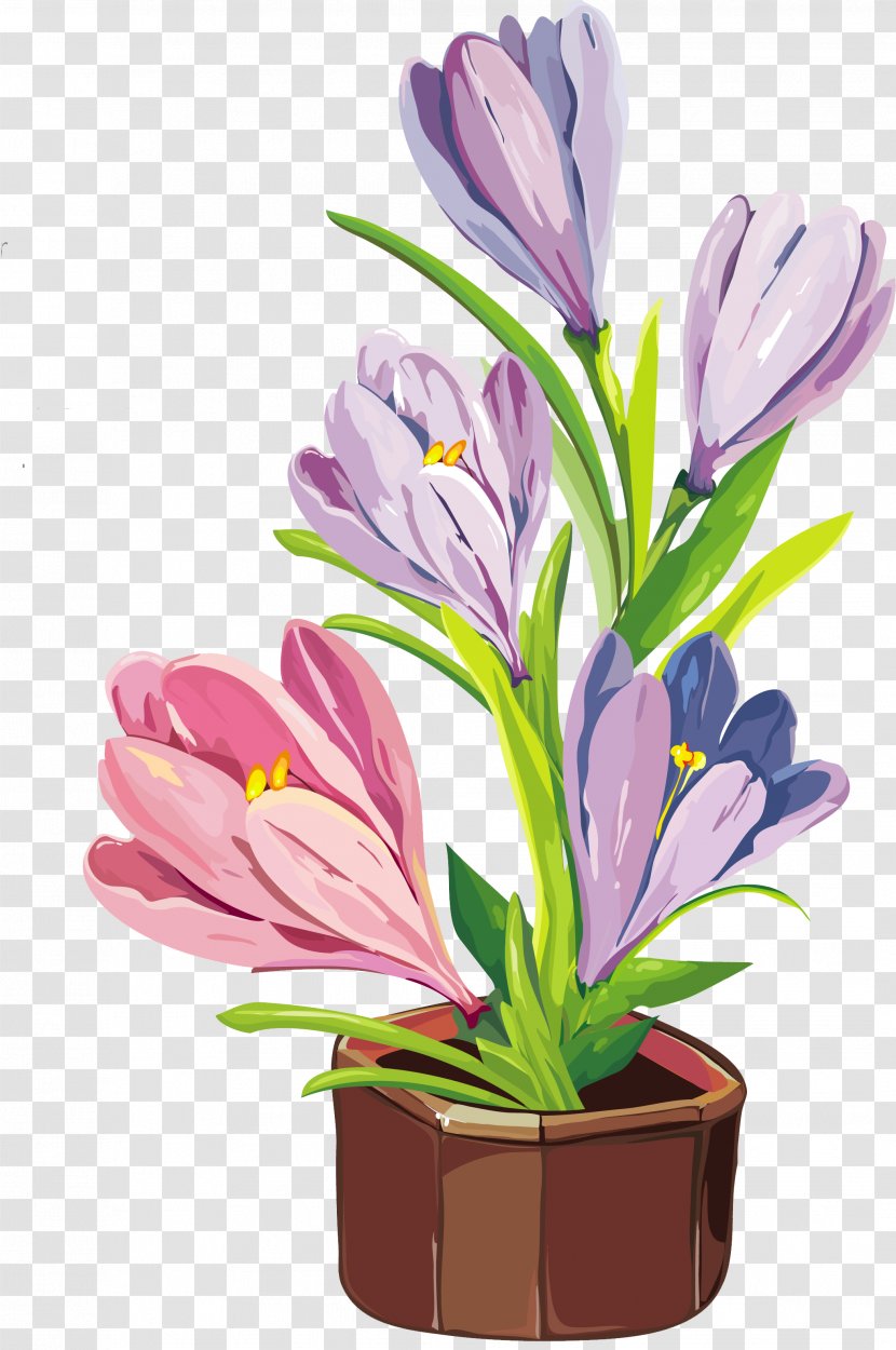 Watercolor Flower Background - Painting - Perennial Plant Stem Transparent PNG