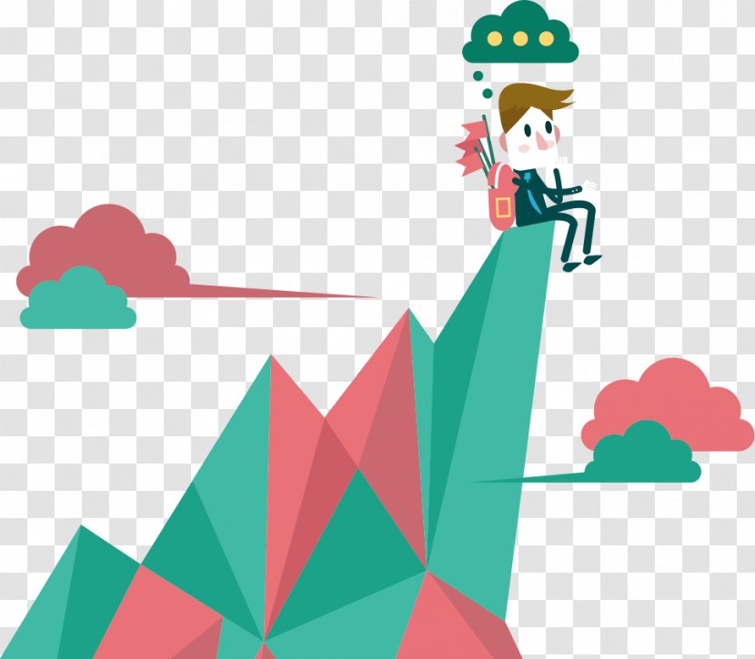 Businessperson Flat Design - Triangle - Vector Man Sitting On Top Of The Hill Transparent PNG