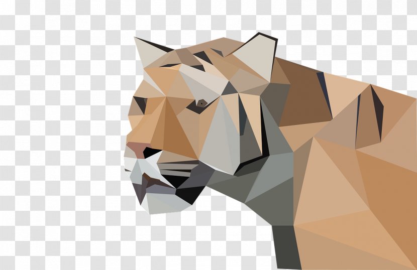 Tiger Lion Cat Low Poly Illustration - Geometric Diamond Transparent PNG