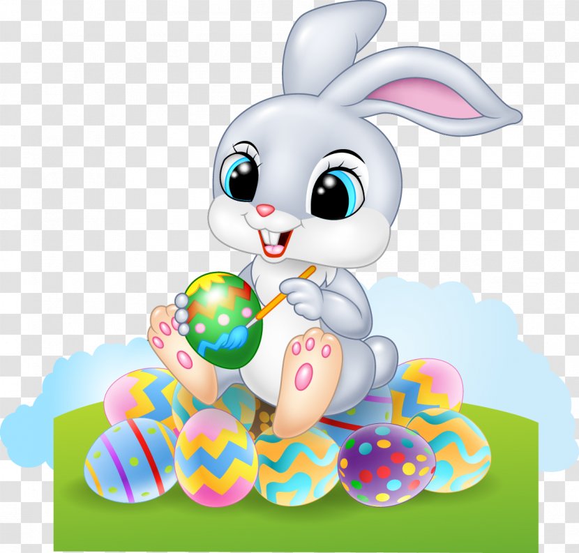 Easter Bunny Cartoon Rabbit - Photography - Vector Painting Eggs Transparent PNG