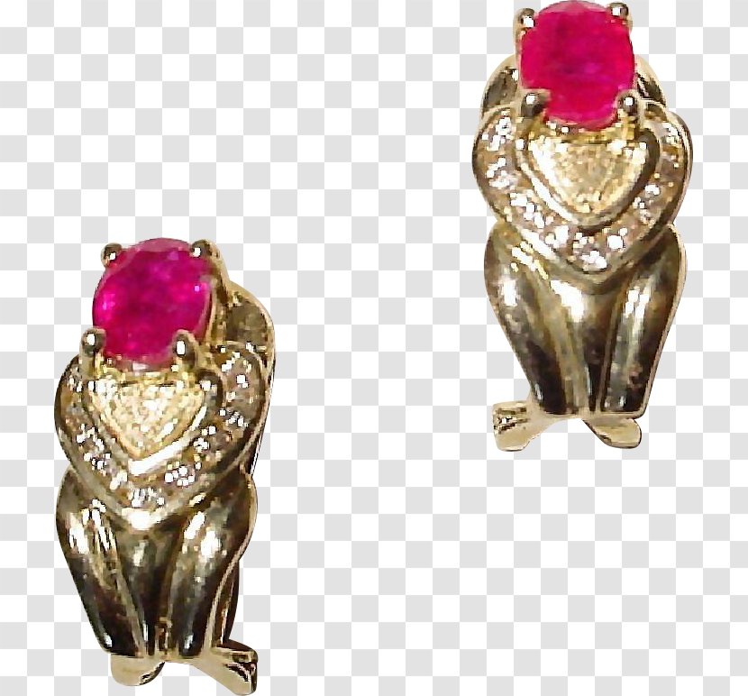 Ruby Earring Diamond Carat Colored Gold Transparent PNG