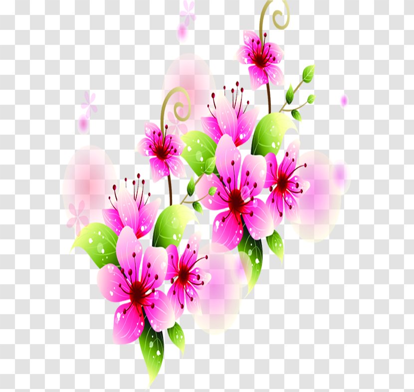 Floral Design Flower - Branch - Pink Flowers, Green Leaves Ring Transparent PNG