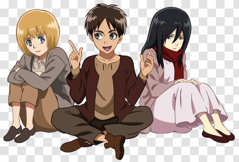 Eren Yeager Armin Arlert Mikasa Ackerman Attack On Titan Levi - Watercolor - Cartoon Transparent PNG