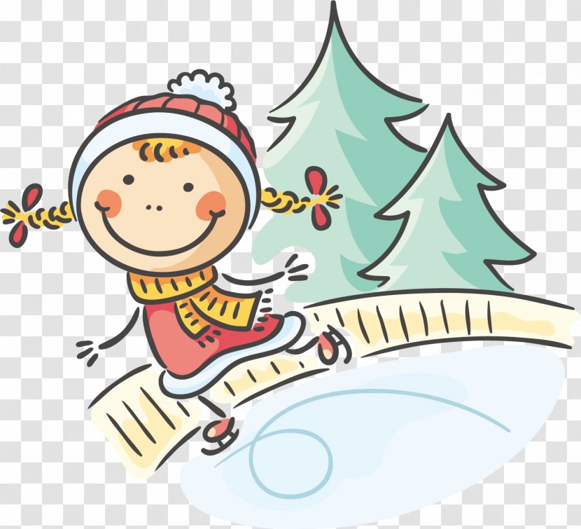 Cartoon Child Clip Art - Skiing - Creative Cute Villain Skating Winter Transparent PNG