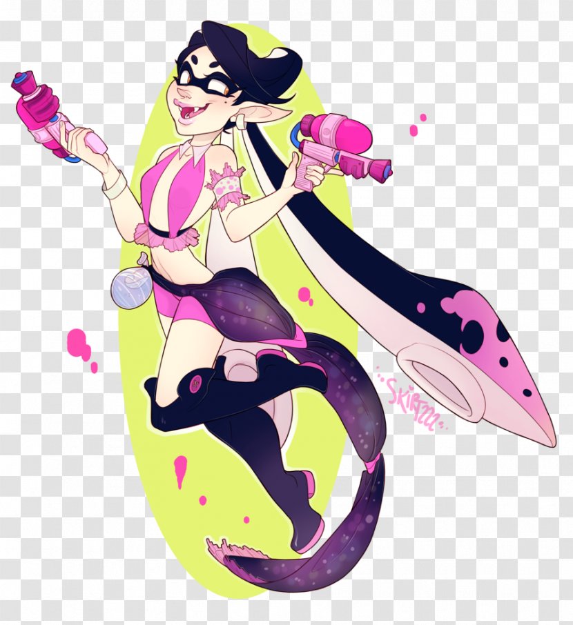 Splatoon 2 White Ink Fan Art - Mythical Creature - Color Squid Transparent PNG