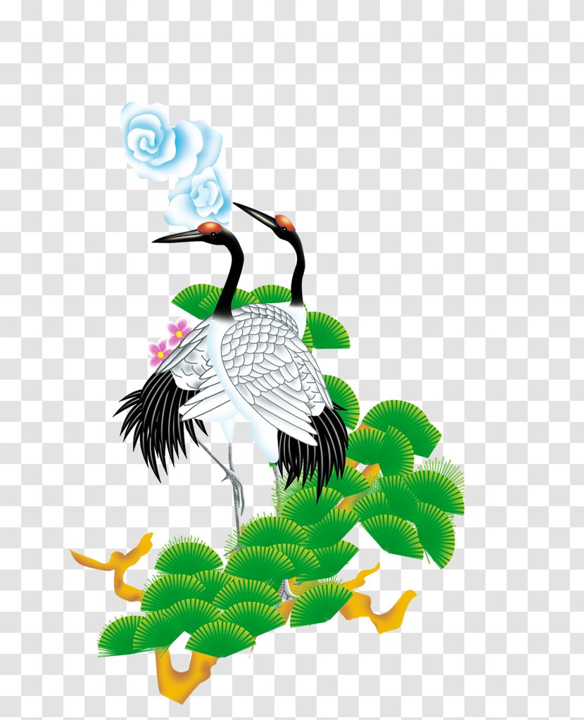 Chinese New Year Lunar - Flower - Crane Transparent PNG