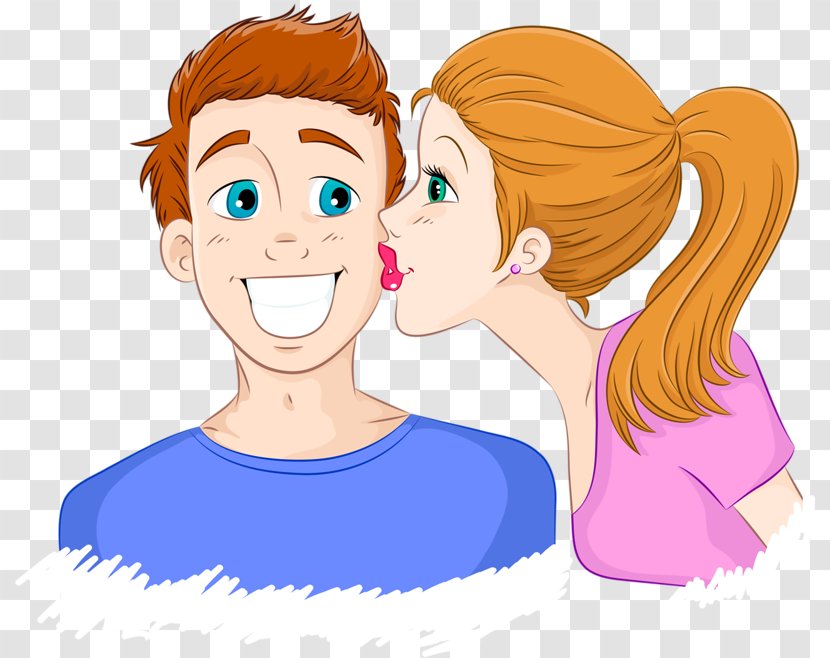 Cheek Kissing Clip Art - Cartoon - Show Loving Couple Transparent PNG