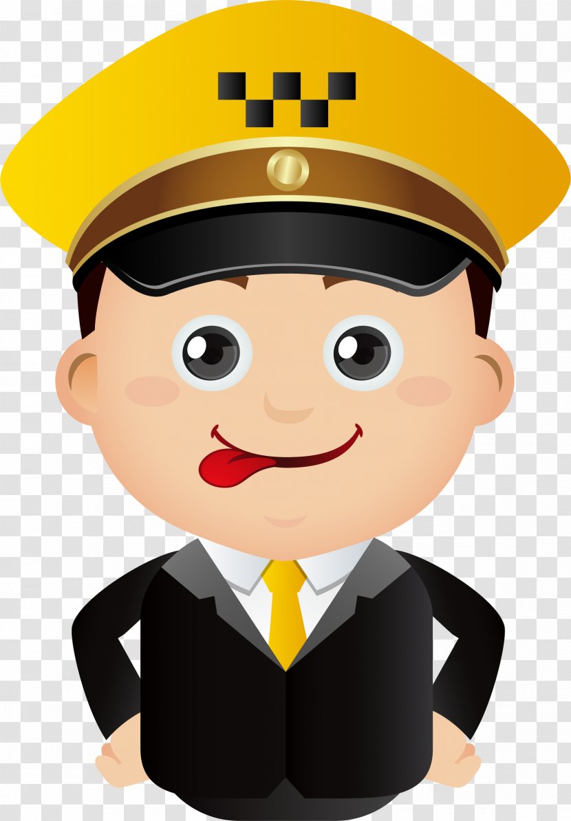Taxi Cartoon Illustration - Facial Expression - Little Cop With His Tongue Out Transparent PNG