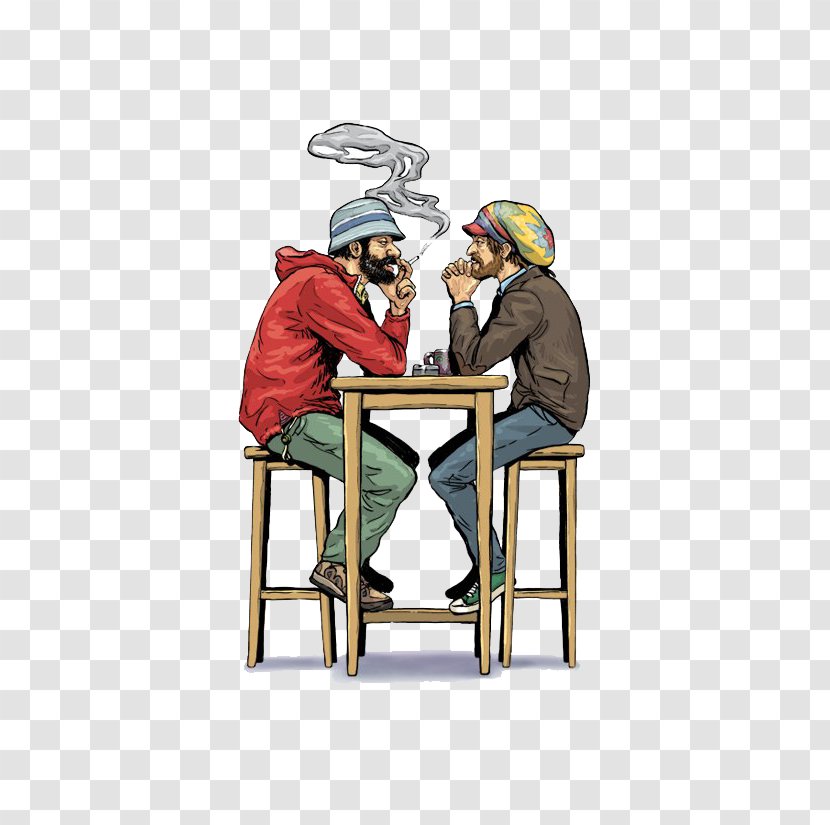 Simple Uncle Smoking Illustrator - Flower - Cartoon Transparent PNG