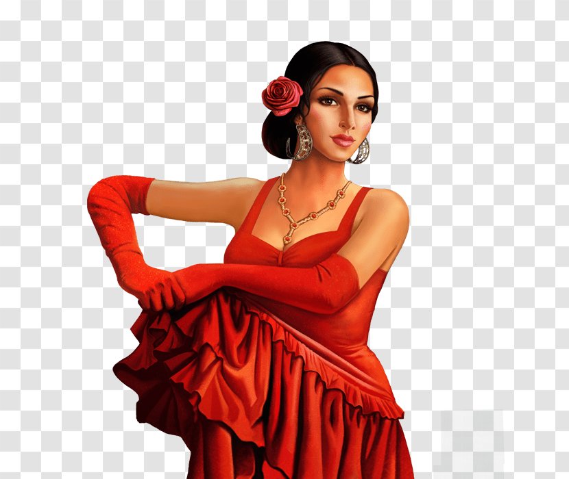 Flamenco Shoulder Gown Fashion - Peach - Dancer Transparent PNG