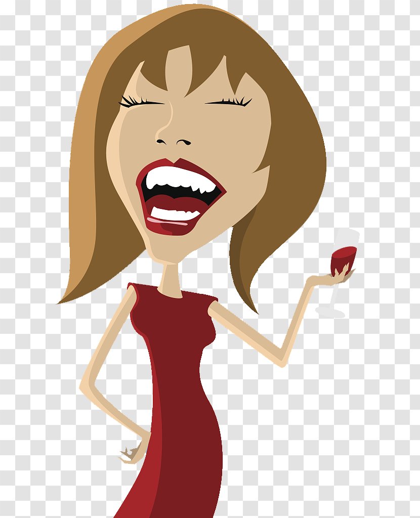 Wine Alcoholic Drink Alcohol Intoxication - Watercolor - A Drunken Woman With Cartoon Character. Transparent PNG