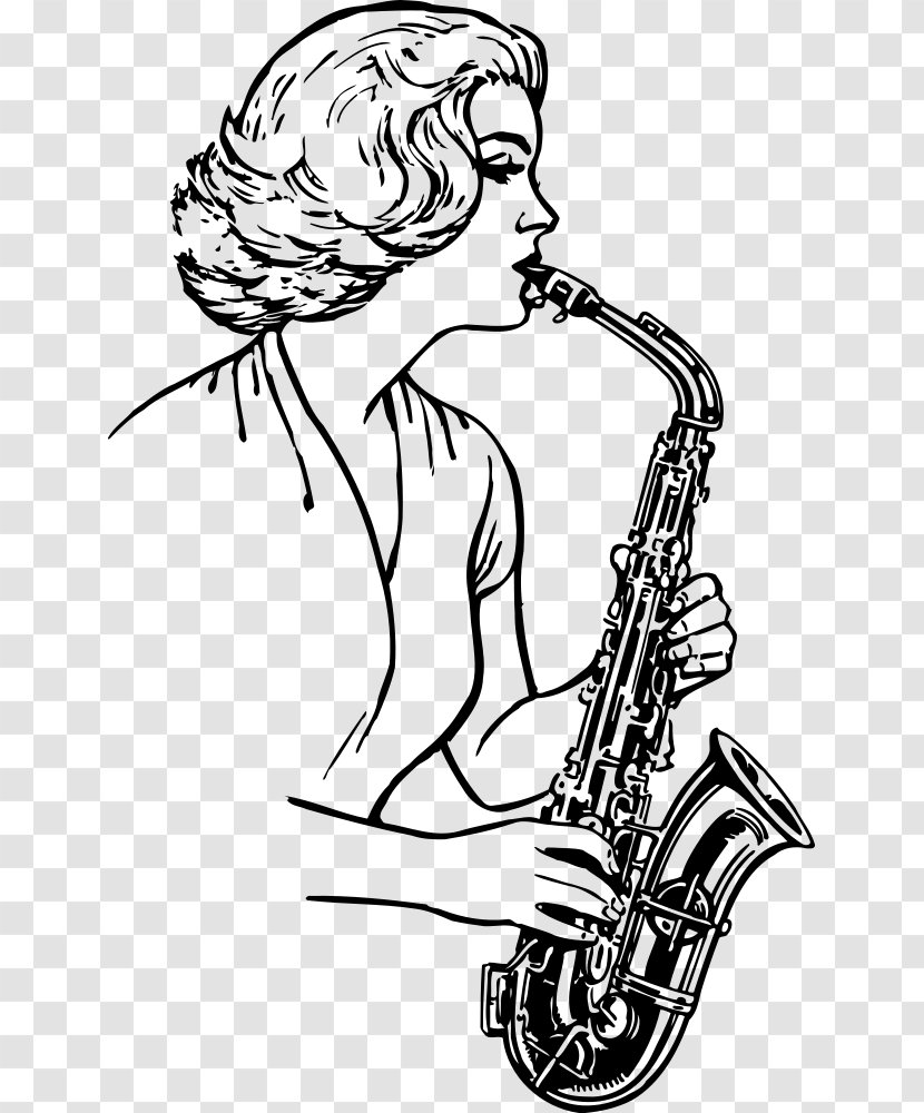 Alto Saxophone Drawing Baritone Musical Instruments - Cartoon Transparent PNG
