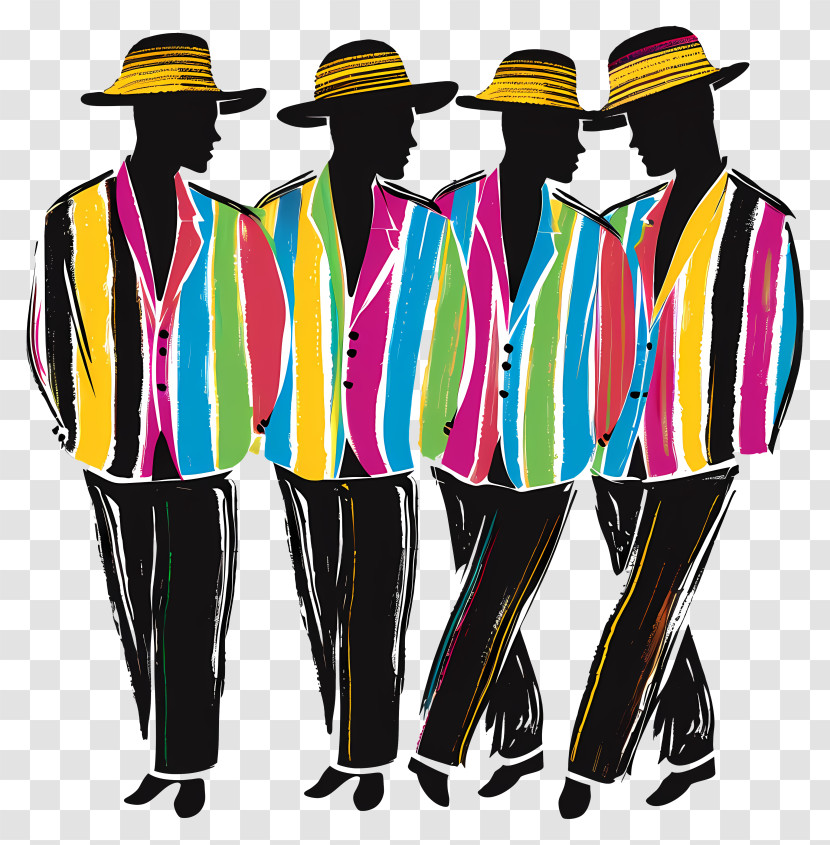 Barbershop Quartet - Stylish Men In Colorful Suits Transparent PNG