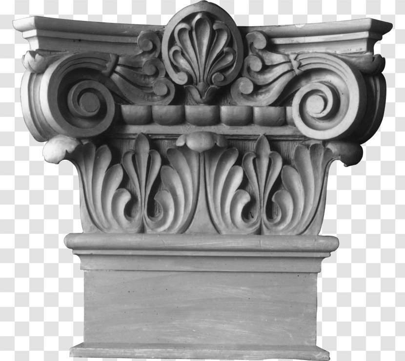 Aesthetics Column Capital Architecture Ionic Order - Monochrome Photography - Democracy Monument Transparent PNG