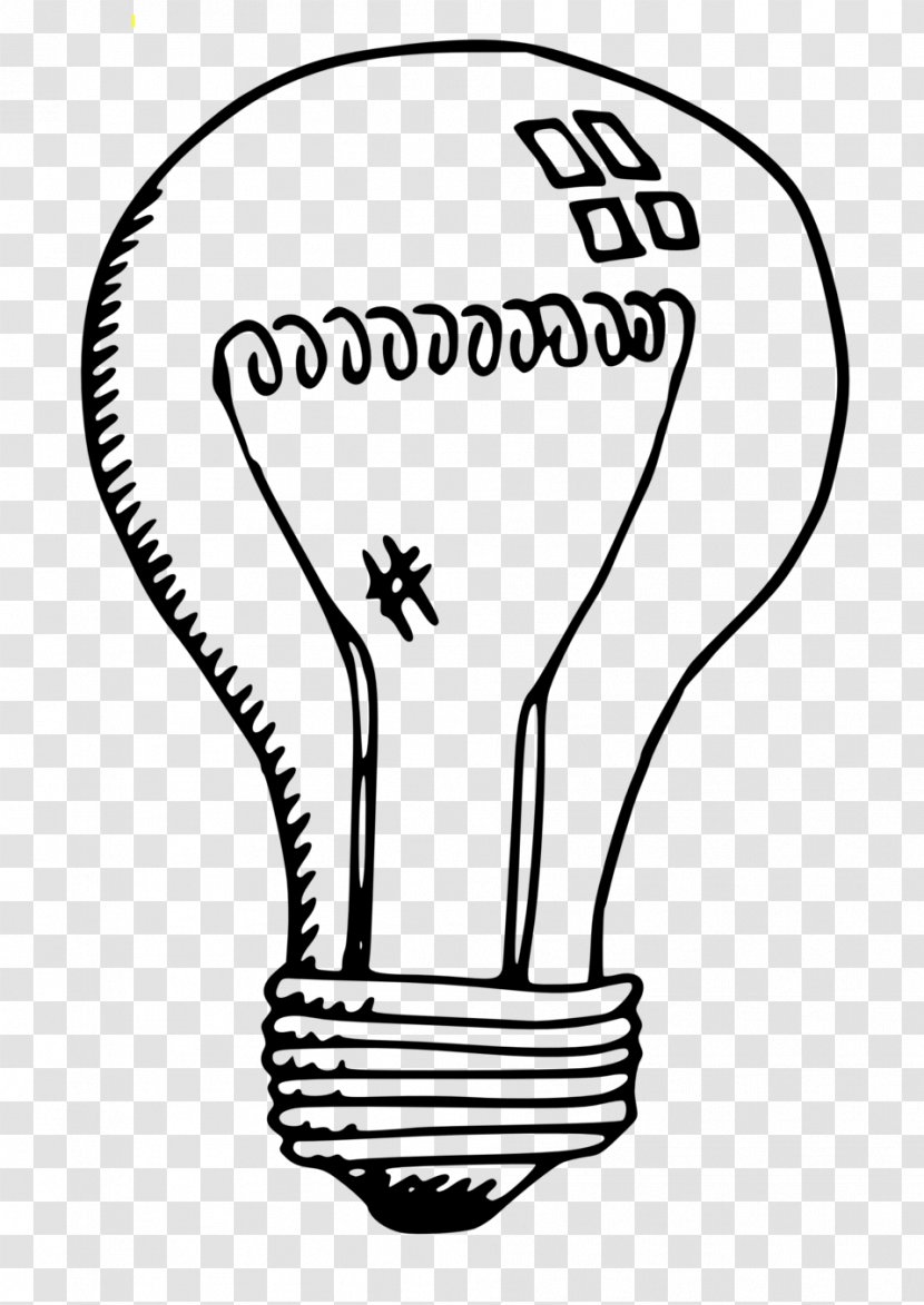 Incandescent Light Bulb Lamp Clip Art - Monochrome Transparent PNG