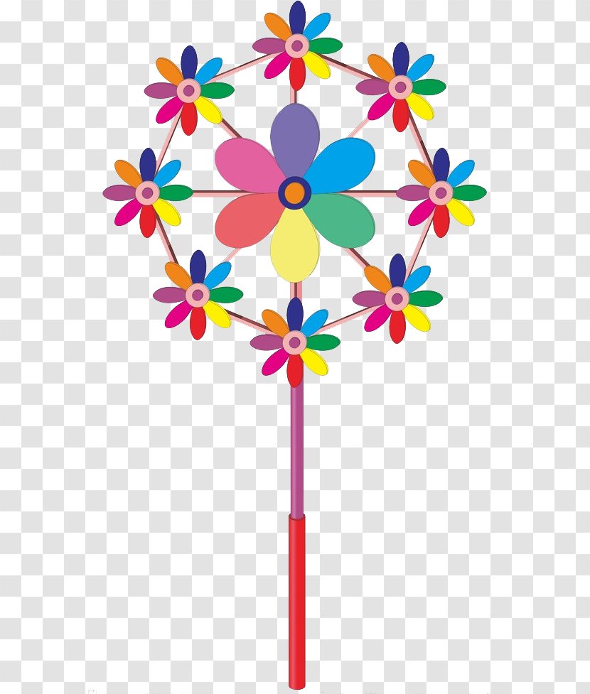 Toy Pinwheel - Floral Design - Children Windmill Transparent PNG