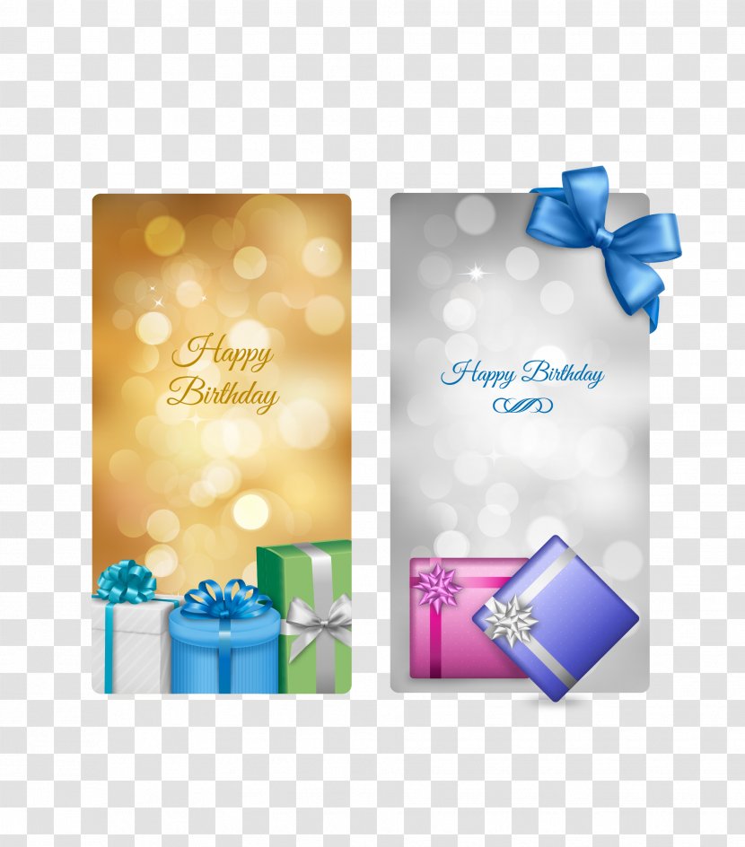 Birthday Cake Greeting Card Banner - Happy To You - Vector Gold And Silver Transparent PNG