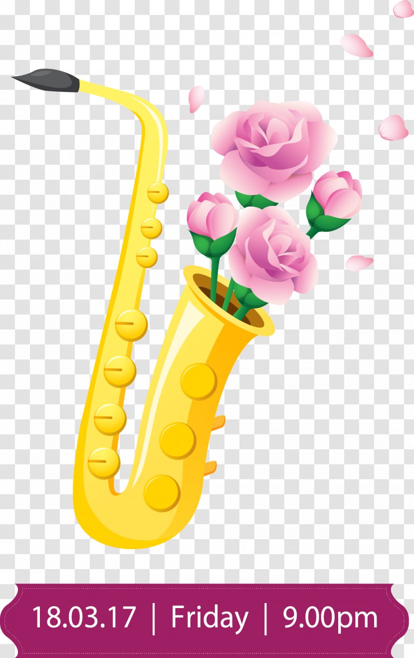 Saxophone Euclidean Vector Clip Art - Watercolor - Hand-painted And Flowers Transparent PNG