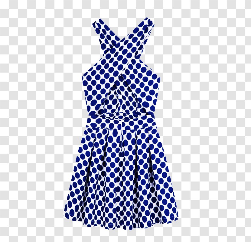 Dress Blouse Skirt Apron Polka Dot - Blue Cross-neck Transparent PNG