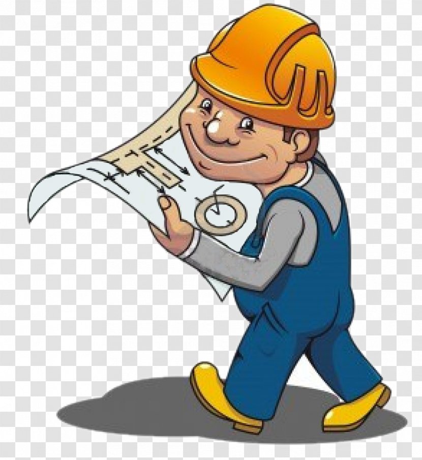Cartoon Construction Worker Architectural Engineering - Hat - Industrail Workers And Engineers Transparent PNG