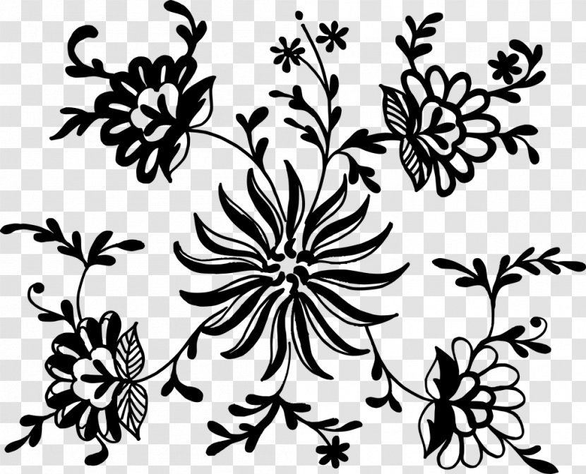 Flower Ornament - Black - Floral Transparent PNG